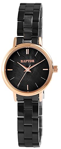 Raptor Damen-Uhr Dalida Edelstahl Faltschließe Elegant Analog Quarz RA10222 (schwarz) von Raptor