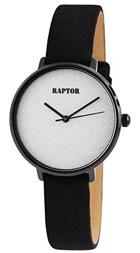 Raptor Damen-Uhr Echt Leder Armband Glitzer Elegant Analog Quarz RA10175 von Raptor