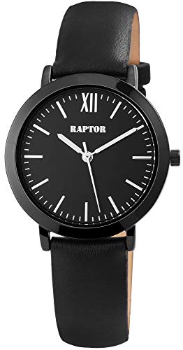 Raptor Damen-Uhr Echt Leder Armband Klassisch rund Eleganz Analog Quarz RA10009 von Raptor