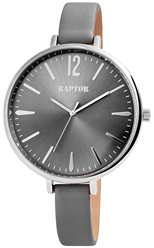 Raptor Damen-Uhr Echt Leder Dornschließe Elegant Edel Analog Quarz RA10163 von Raptor