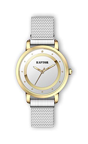 Raptor Damen-Uhr Edelstahl Milanaiseband Magnetverschluß Analog Quarz RA10199 (silberfarbig/goldfarbig) von Raptor