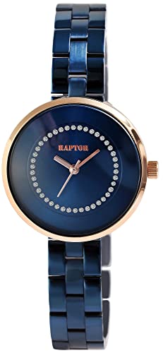 Raptor Damen-Uhr Medina Edelstahl Faltschließe Similistein Analog Quarz RA10225 (blau) von Raptor