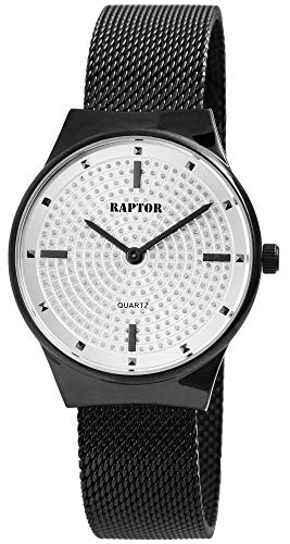 Raptor Damen-Uhr Milanaiseband Edelstahl Strass-Stein Analog Quarz RA10170 (schwarz) von Raptor