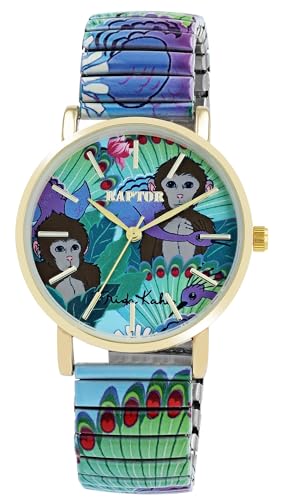 Raptor Damenarmbanduhr Frida Kahlo Edition mit Zugband (Mehrfarbig - Affen) von Raptor
