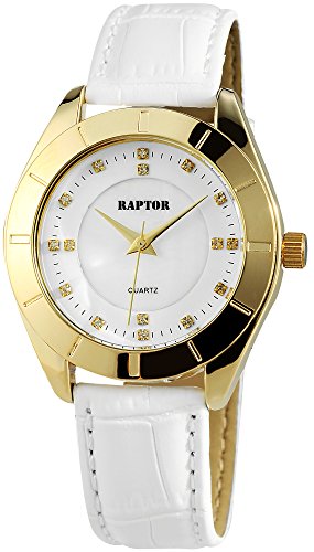 Raptor Damen - Uhr Armband Lederimitat Strass-Steine Analog Quarz RA10108 von Raptor