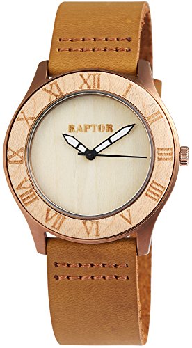 Raptor Damen-Uhr Echtlederarmband Leuchtzeiger Dornschließe analog Quarz RA10026 von Raptor