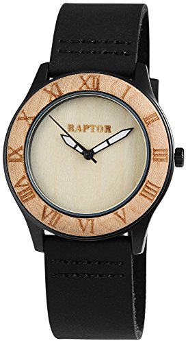 Raptor Damen-Uhr Echtlederarmband Leuchtzeiger Dornschließe analog Quarz RA10026 von Raptor