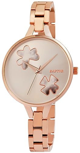 Raptor Fiona Damen-Uhr Edelstahl Clipverschluss Floral Flower Blume Analog RA10241 (roségoldfarbig) von Raptor