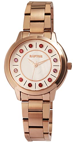 Raptor Gloriani Damen-Uhr Edelstahl Perlmutt Similistein Analog Quarz RA10238 von Raptor