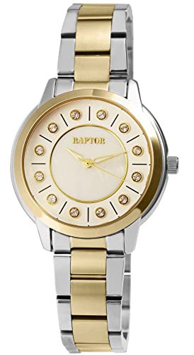 Raptor Gloriani Damen-Uhr Edelstahl Perlmutt Similistein Analog Quarz RA10238 von Raptor