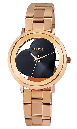 Raptor Hanna Damen-Uhr Edelstahl Gliederarmband Faltschließe Analog Quarz RA10233 (roségoldfarbig blau) von Raptor