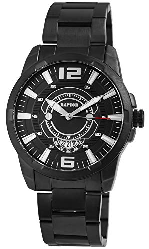 Raptor Herren-Uhr Armband Edelstahl Leuchtzeiger Datum Analog Quarz RA20270 (schwarz) von Raptor