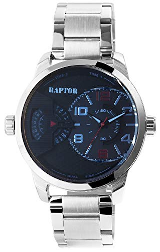 Raptor Sky Herren-Uhr Edelstahl 2 Zeitzonen Leuchtzeiger Analog Quarz RA20290 von Raptor