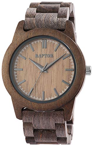 Raptor Herren-Uhr Holzuhr Natur Faltschließe Analog Quarz RA20323 (grau/Ahornholz) von Raptor