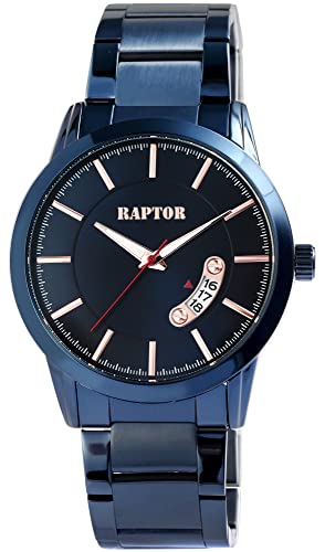 Raptor Herren-Uhr Karlton Edelstahl Datum Leuchtzeiger Analog Quarz RA20357 (blau) von Raptor