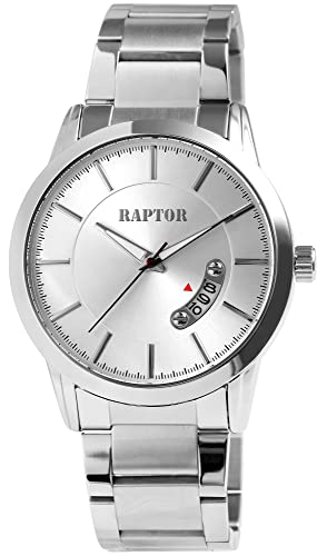Raptor Herren-Uhr Karlton Edelstahl Datum Leuchtzeiger Analog Quarz RA20357 (silberfarbig) von Raptor