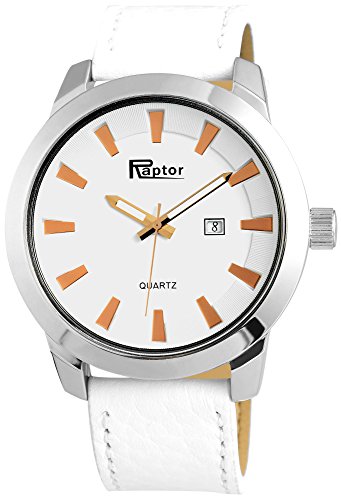 Raptor Herren-Uhr Oberseite Echtleder Armbanduhr Datum Quarz Analog RA20080 von Raptor