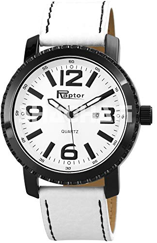 Raptor Herren-Uhr Oberseite Leder Dornschließe Datum Analog Quarz RA20140 von Raptor