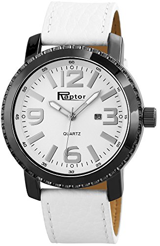 Raptor Herren-Uhr Oberseite Leder Dornschließe Datum Analog Quarz RA20140 von Raptor