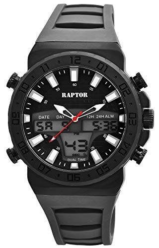 Raptor Herren-Uhr Silikon Leuchtzeiger Multifunktion Digital Analog RA20260 von Raptor