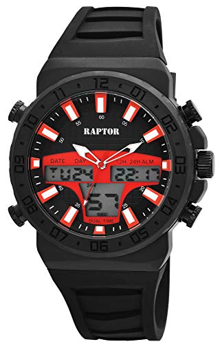 Raptor Herren - Uhr Silikon Leuchtzeiger Multifunktion Digital Analog RA20260 von Raptor