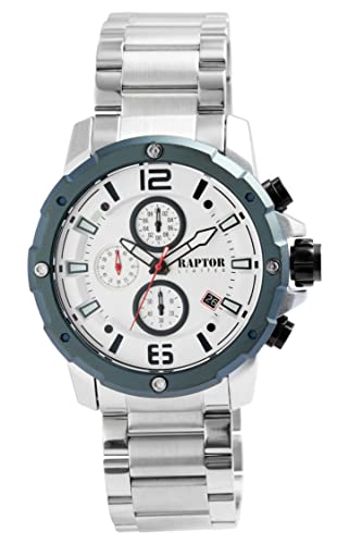 Raptor Limited Herren-Uhr Soheil Edelstahl Chronograph Datum Analog Quarz RA20347 (silberfarbig) von Raptor