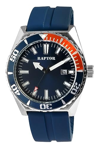 Raptor Jett Herren-Uhr Silikon drehbare Lünette 5 Bar Leuchtzeiger Datum RA20379 (blau) von Raptor