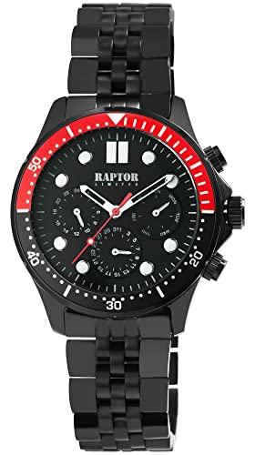 Raptor Limited Ghassan Herren-Uhr Multifunktion Analog Quarz RA20361 (schwarz rot) von Raptor