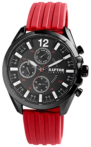 Raptor Limited Herren-Uhr Arman Silikon Multifunktion Analog Quarz RA20360 (rot) von Raptor