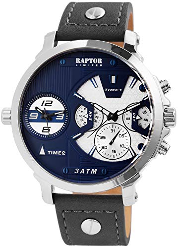 Raptor Limited Herren - Uhr Echt Leder Multifunktion Armbanduhr Analog Quarz RA20248 von Raptor