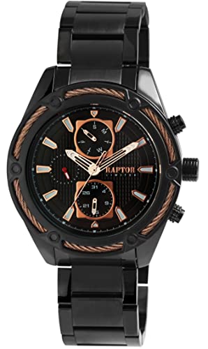 Raptor Limited Herren-Uhr Maher Edelstahl Multifunktion Analog Quarz RA20346 (schwarz) von Raptor