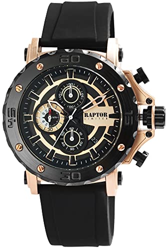 Raptor Limited Herren-Uhr Raman Silikon Chronograph Datum Analog Quarz RA20349 (schwarz) von Raptor