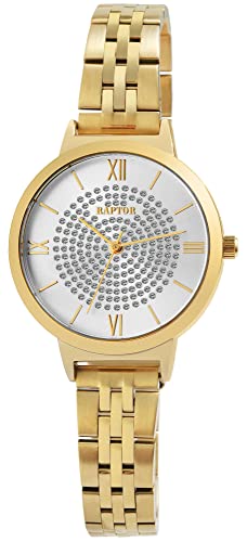 Raptor Marienne Damen-Uhr Edelstahl Similisteine Faltschließe Analog RA10230 (goldfarbig) von Raptor