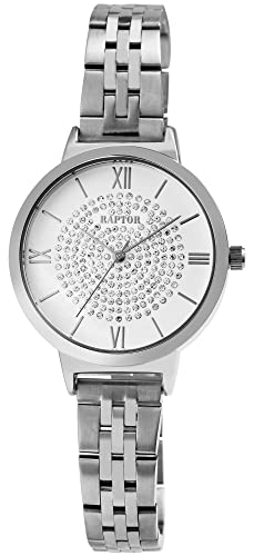 Raptor Marienne Damen-Uhr Edelstahl Similisteine Faltschließe Analog RA10230 (silberfarbig) von Raptor