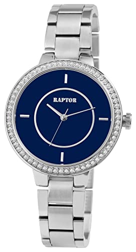 Raptor Maurin Damen-Uhr Edelstahl Similisteine Analog Quarz RA10245 (silberfarbig blau) von Raptor