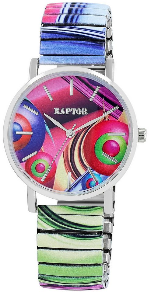 Raptor Quarzuhr Colorful Edition mit Edelstahlzugarmband, 3 ATM, Mineralglas von Raptor