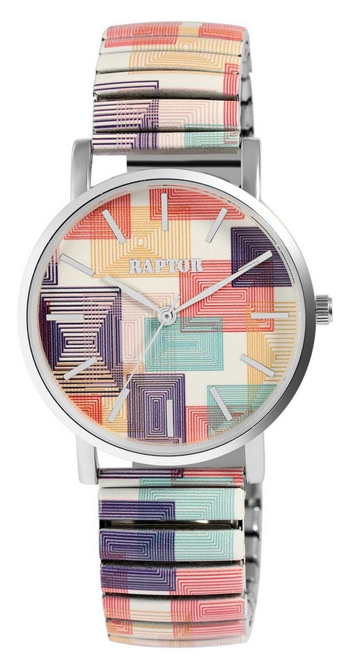 Raptor Quarzuhr Colorful Edition mit Edelstahlzugarmband, 3 ATM, Mineralglas von Raptor