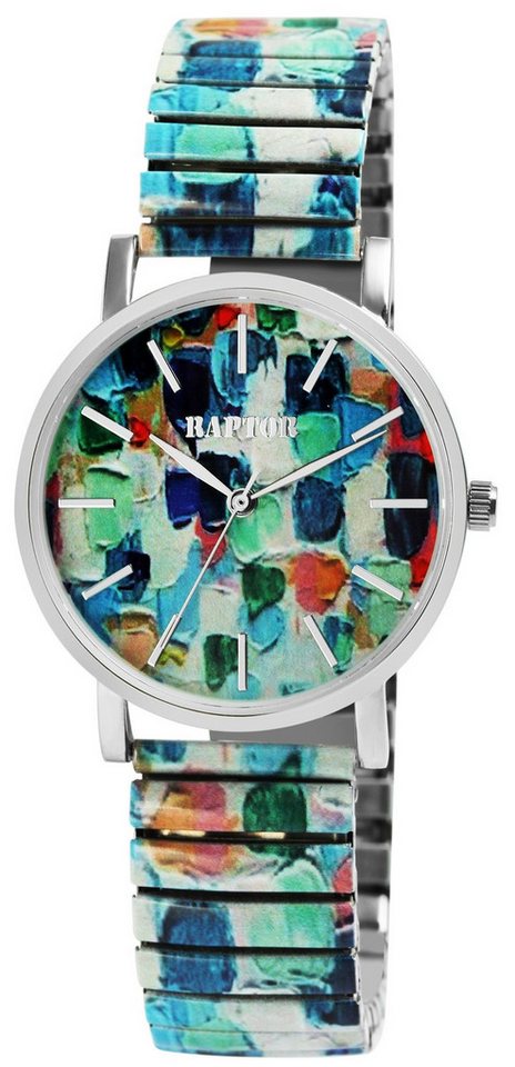Raptor Quarzuhr Colorful Edition mit Edelstahlzugarmband, 3 ATM, Mineralglas von Raptor