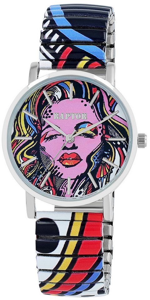 Raptor Quarzuhr Colorful Edition mit Edelstahlzugarmband, 3 ATM, Mineralglas von Raptor