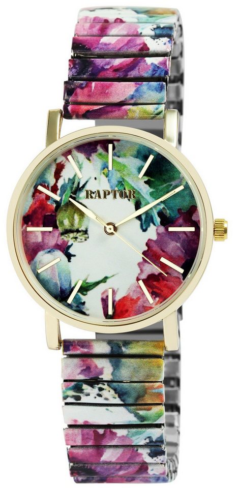 Raptor Quarzuhr Colorful Edition mit Edelstahlzugarmband, 3 ATM, Mineralglas von Raptor