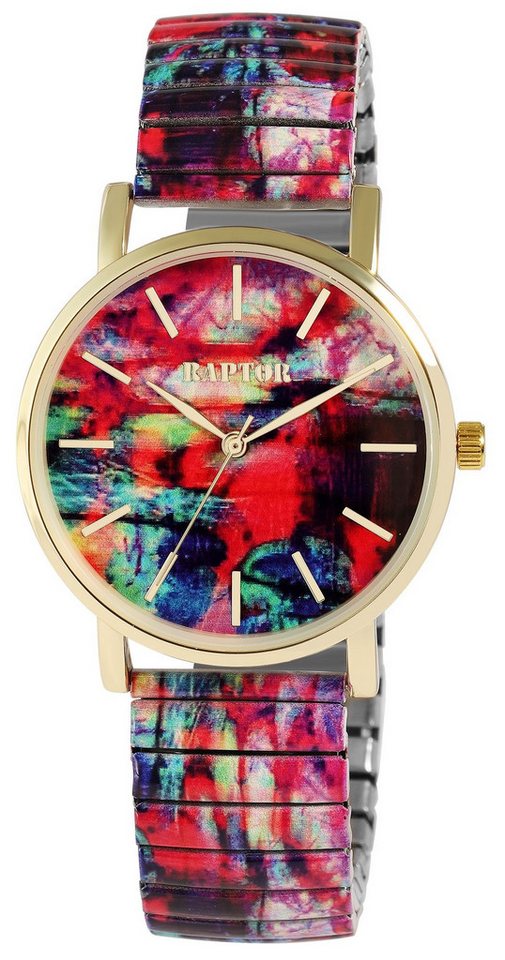 Raptor Quarzuhr Colorful Edition mit Edelstahlzugarmband, 3 ATM, Mineralglas von Raptor