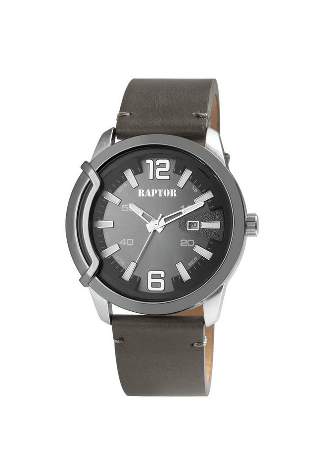 Raptor Quarzuhr Davian mit Echtlederarmband, Datumsanzeige, inkl. Geschenkbox von Raptor