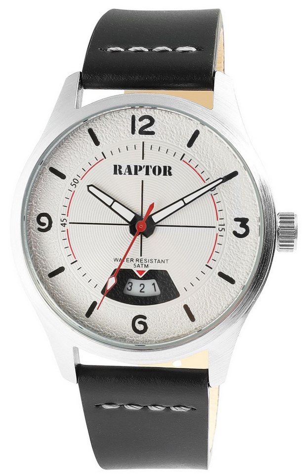 Raptor Quarzuhr Falkor Raptor Herrenuhr "Falkor" mit Lederarmband, Datumsanzeige von Raptor