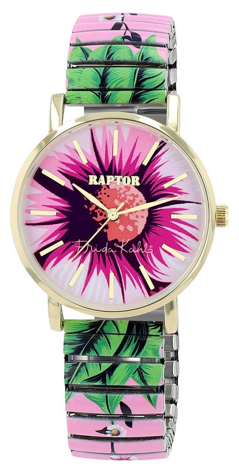 Raptor Quarzuhr Frida Kahlo Edition mit Edelstahlzugband, 3 ATM, inkl. von Raptor