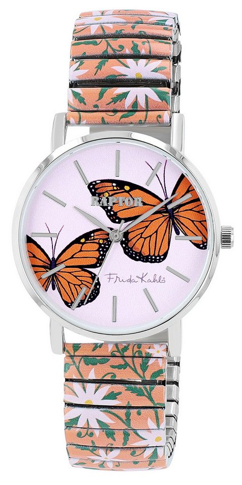 Raptor Quarzuhr Frida Kahlo Edition mit Edelstahlzugband, 3 ATM, inkl. von Raptor