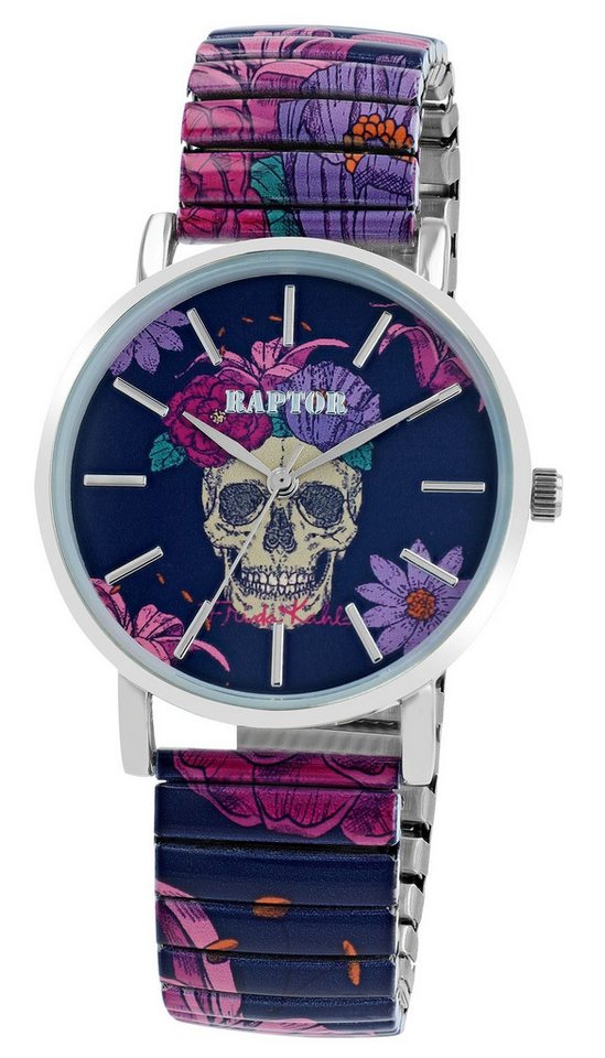 Raptor Quarzuhr Frida Kahlo Edition mit Edelstahlzugband, 3 ATM, inkl. von Raptor