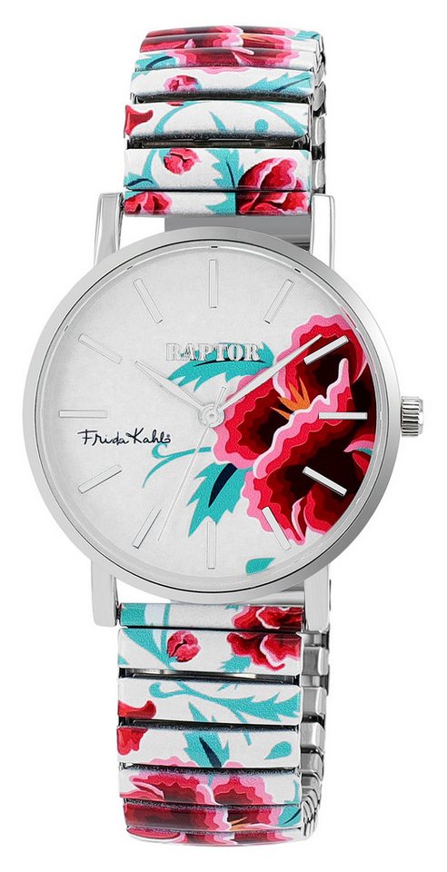 Raptor Quarzuhr Frida Kahlo Edition mit Edelstahlzugband, 3 ATM, inkl. von Raptor