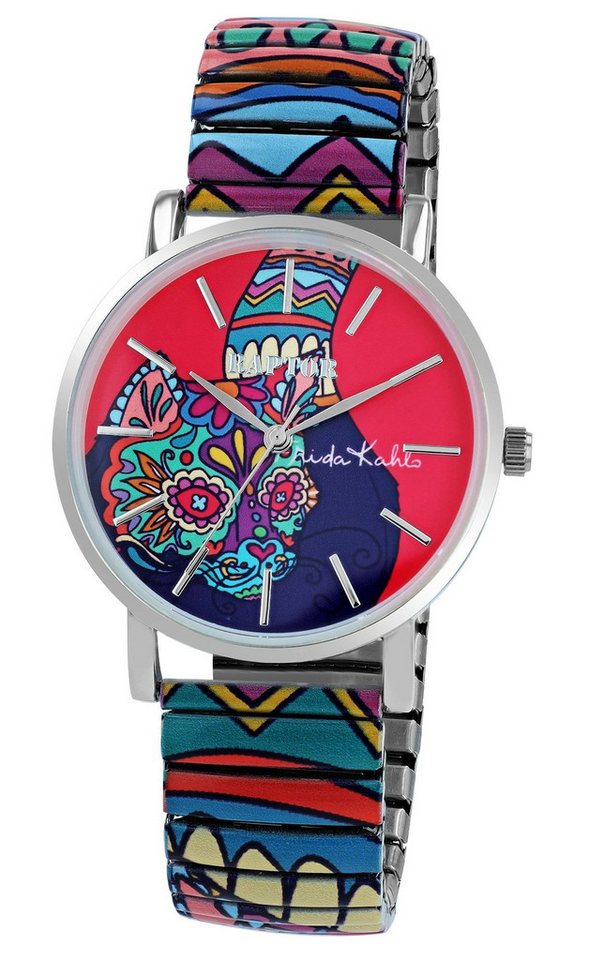 Raptor Quarzuhr Frida Kahlo Edition mit Edelstahlzugband, 3 ATM, inkl. von Raptor