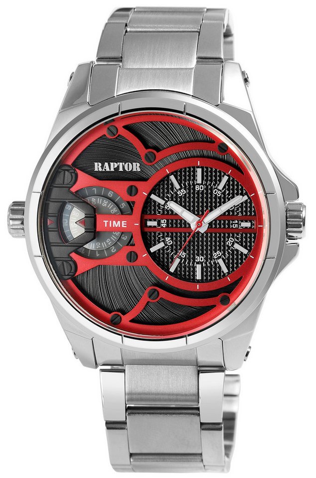 Raptor Quarzuhr RA20404 "Gabriel" RAPTOR mit 2 Uhrwerken, Edelstahlband, 3ATM Raptor Quarzuhr RA20404 "Gabriel" RAPTOR mit 2 Uhrwerken, Edelstahlband, 3ATM von Raptor