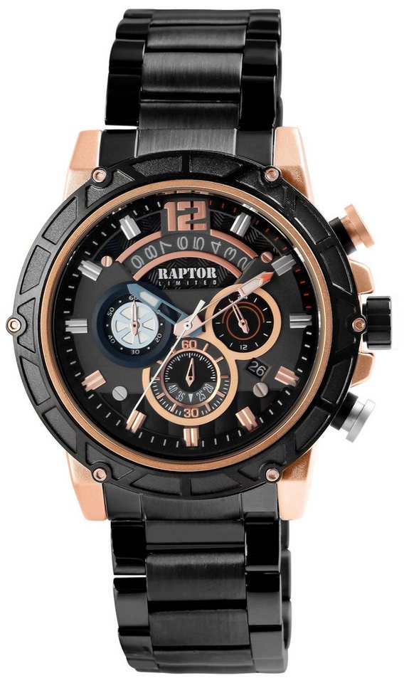 Raptor Quarzuhr Rakan mit Edelstahlband, 3 ATM, Chronograph von Raptor
